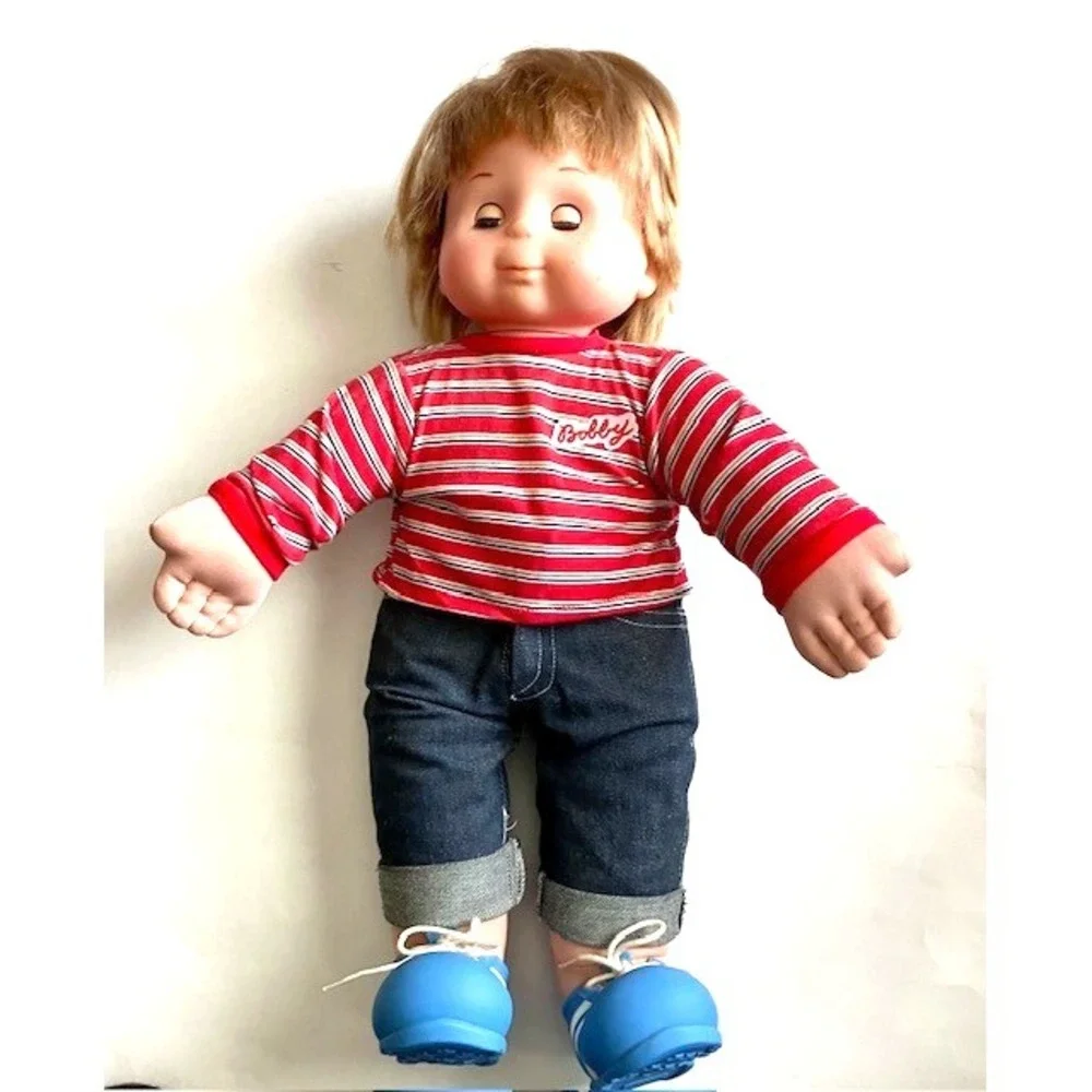Vintage Playmates Bobby Boy Doll Blonde Hair Blue Open & Close Eyes 1986